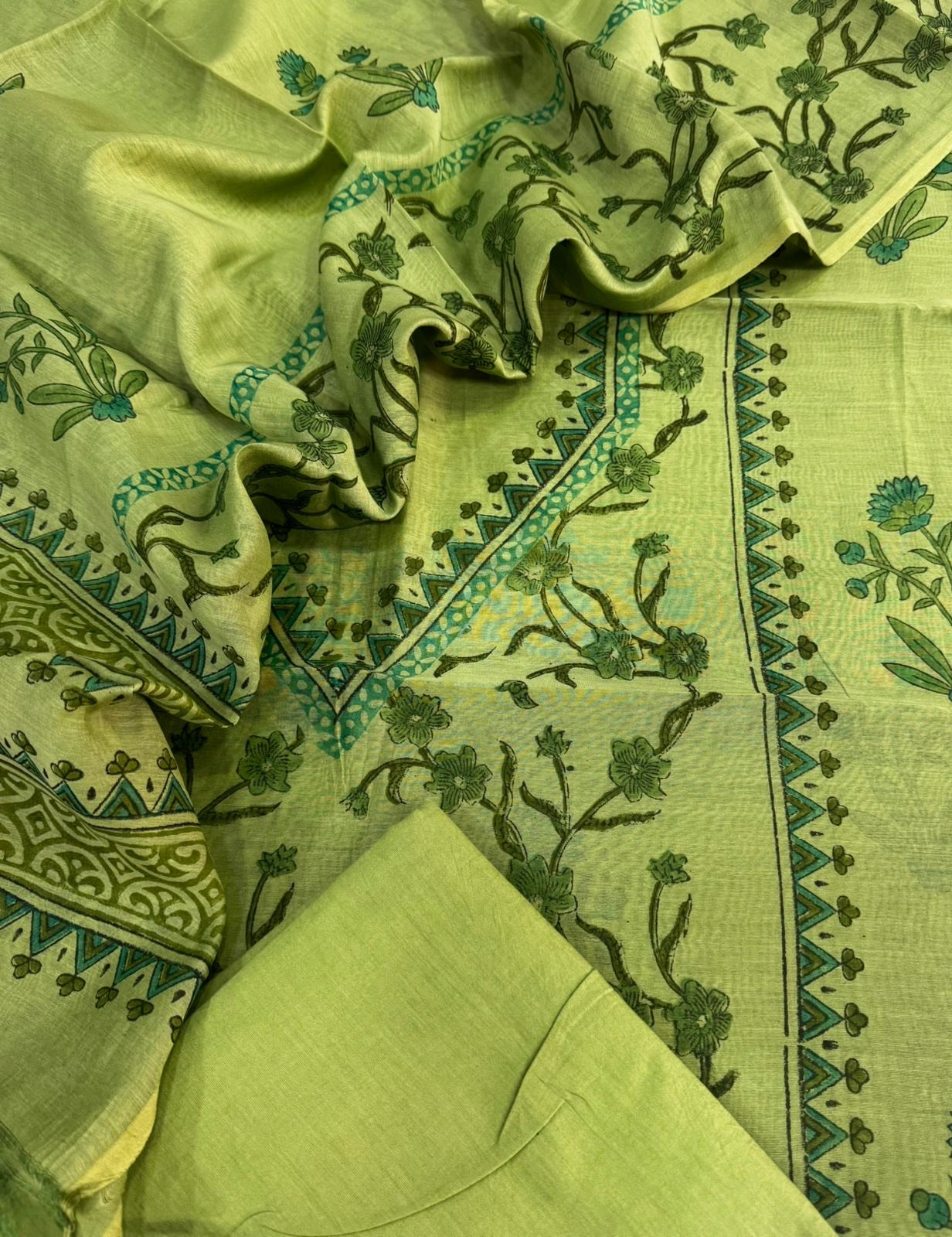 Mul Chanderi block printed suit