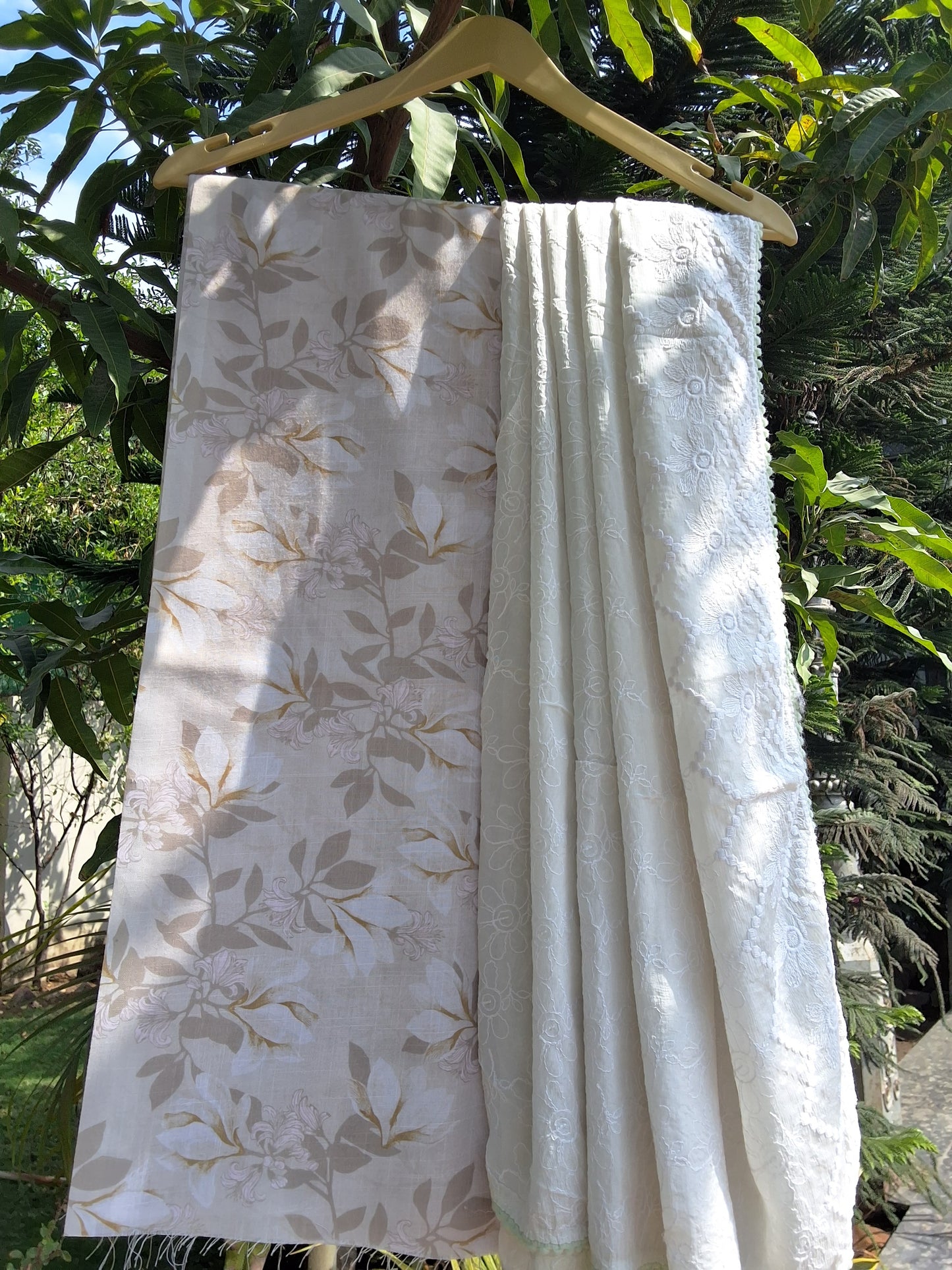 Slub Linen Suit with Chiffon Dupatta