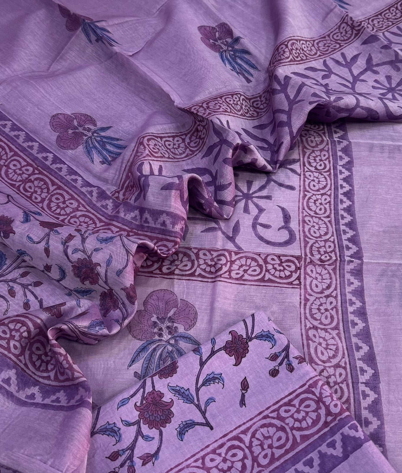 Mul Chanderi block printed suit