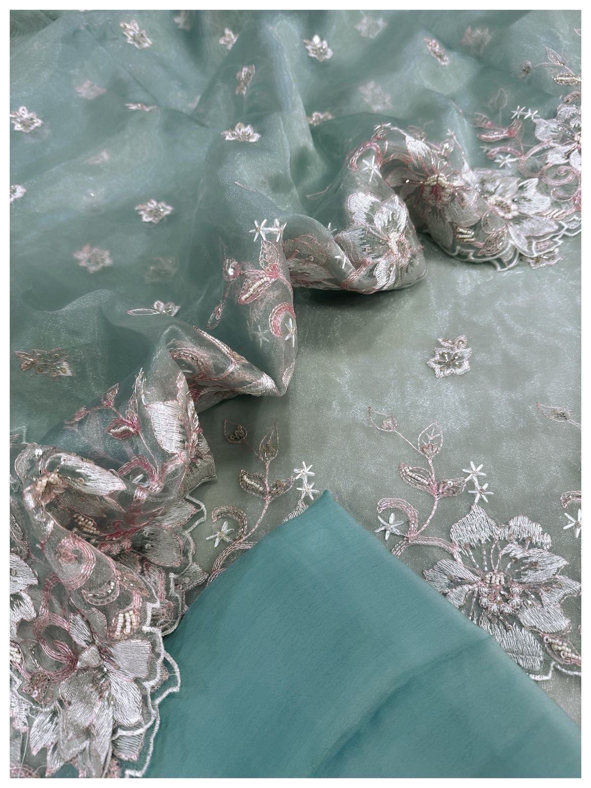 Tissue silk Suit with Embroidery