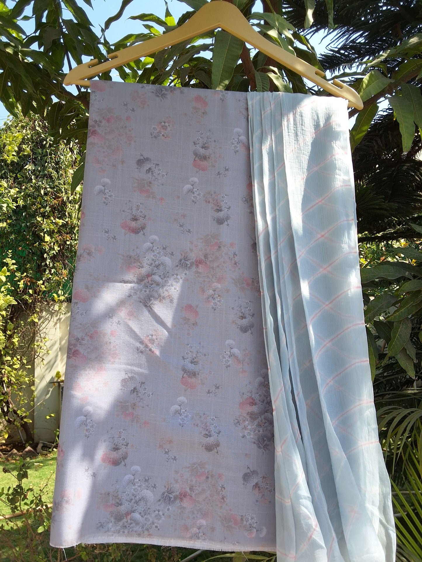 Slub Linen Suit with Chiffon Dupatta