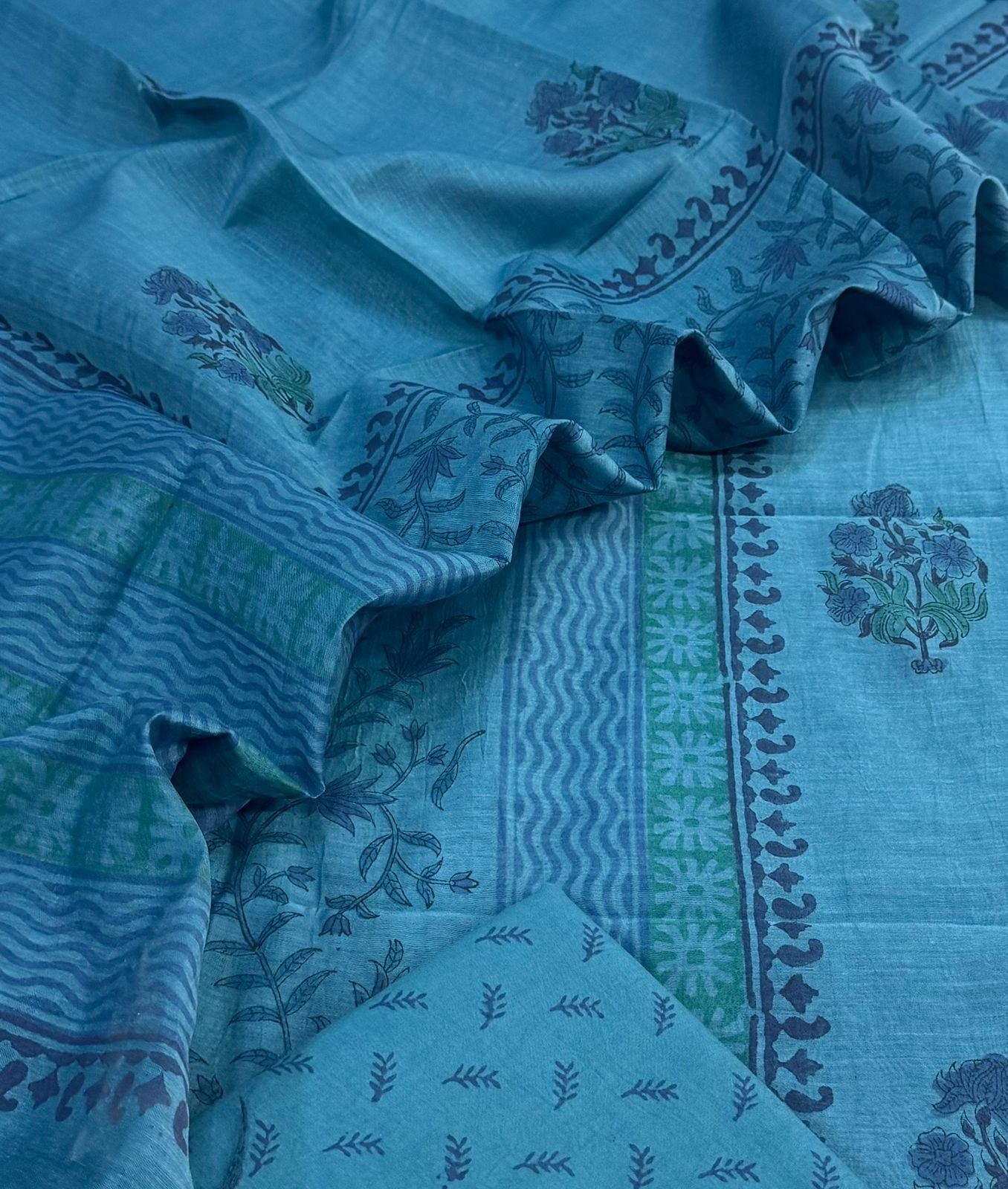Mul Chanderi block printed suit