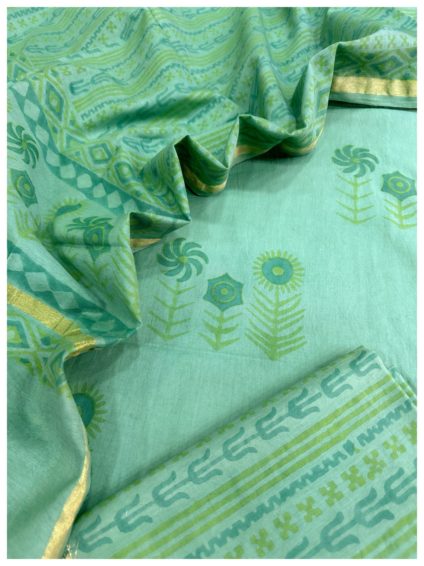 Cotton Suit with Chanderi Dupatta