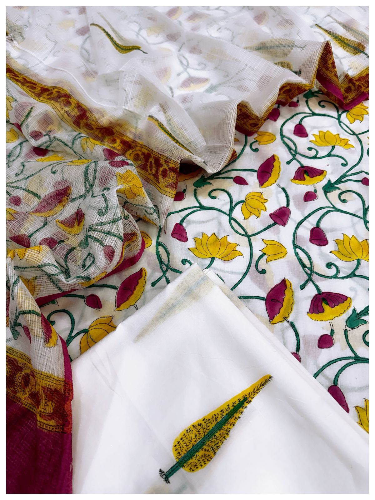 Cotton Block Print Suit