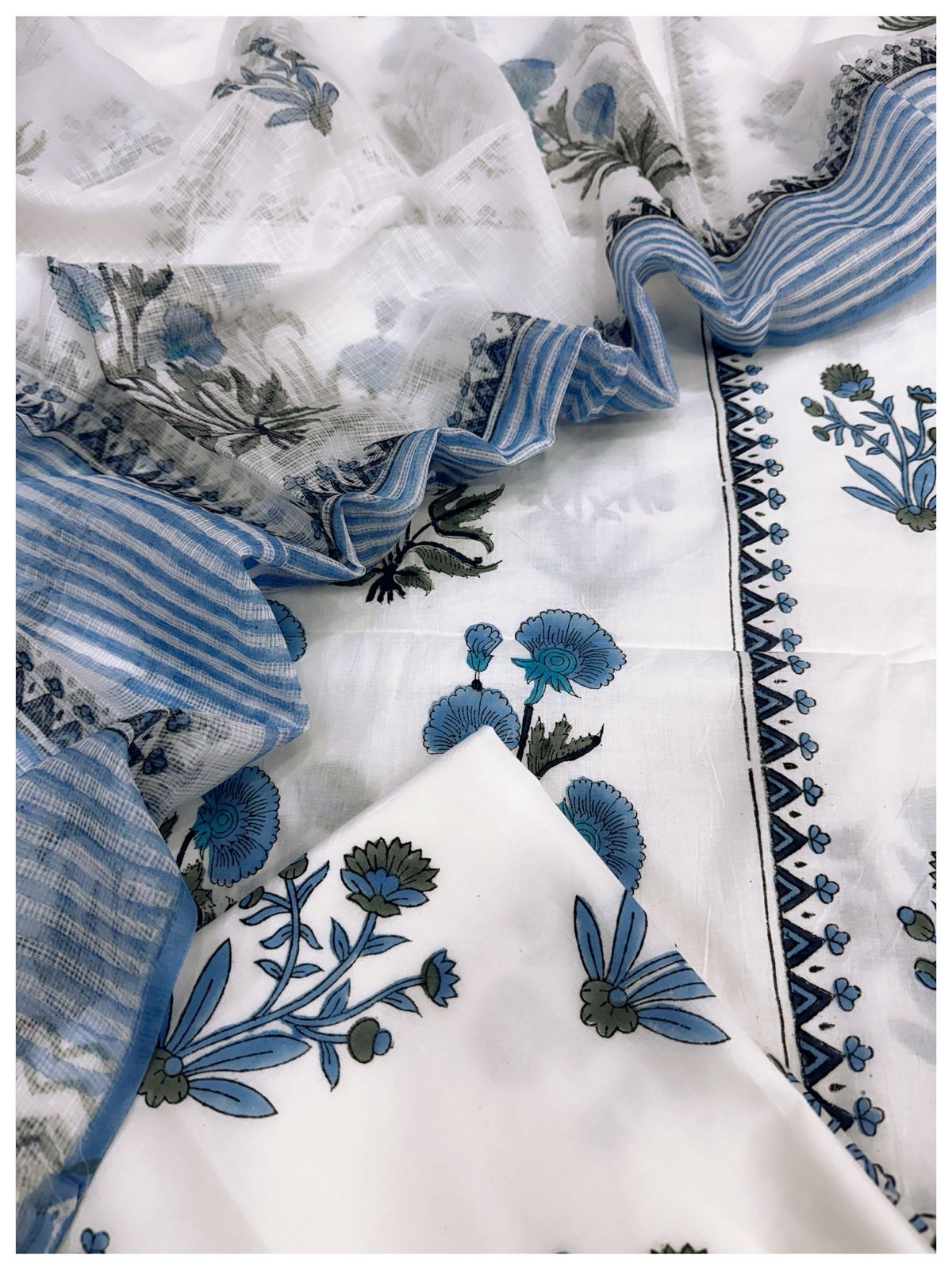 Cotton Block Print Suit