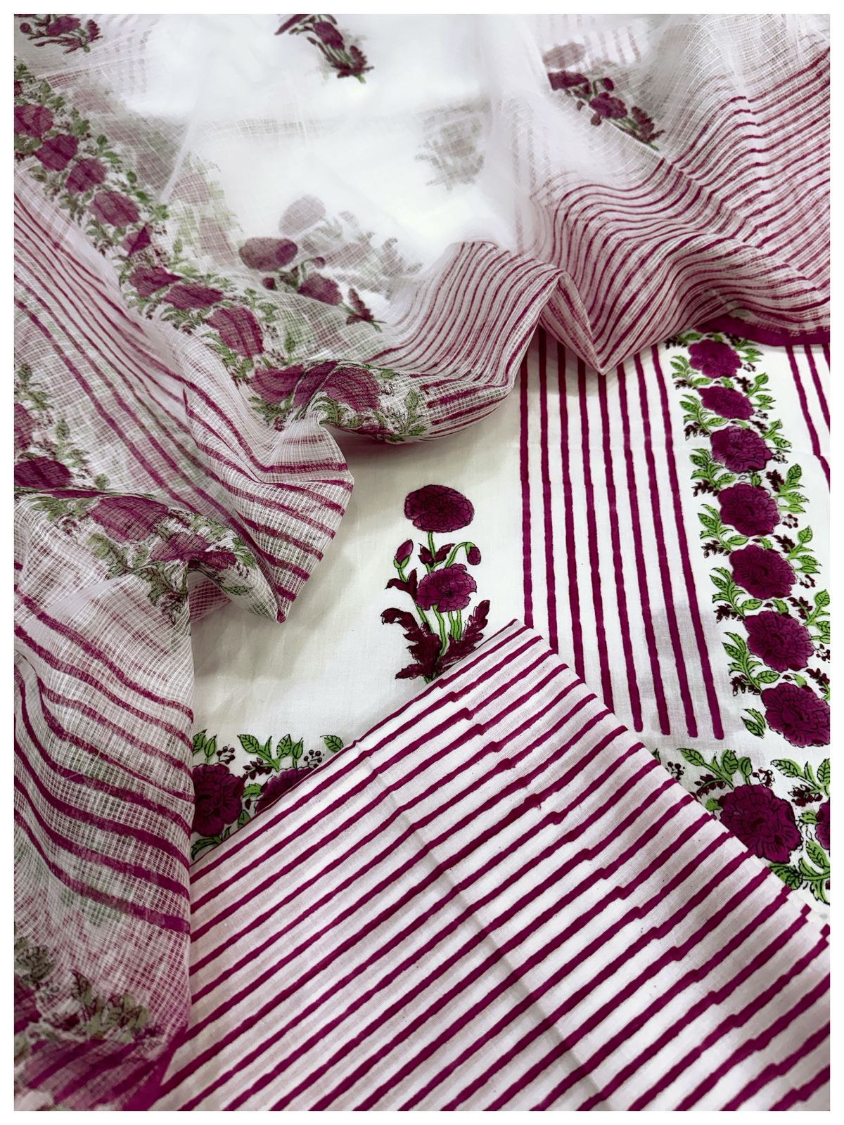 Cotton Block Print Suit