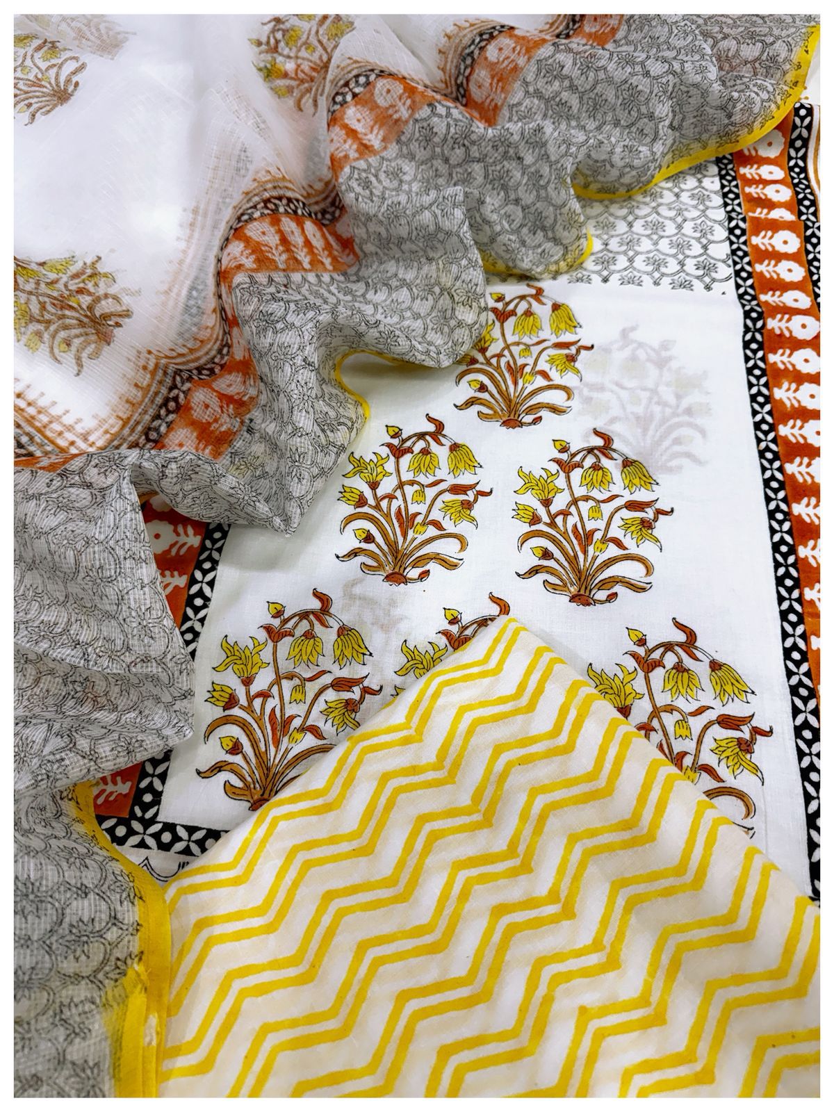 Cotton Block Print Suit