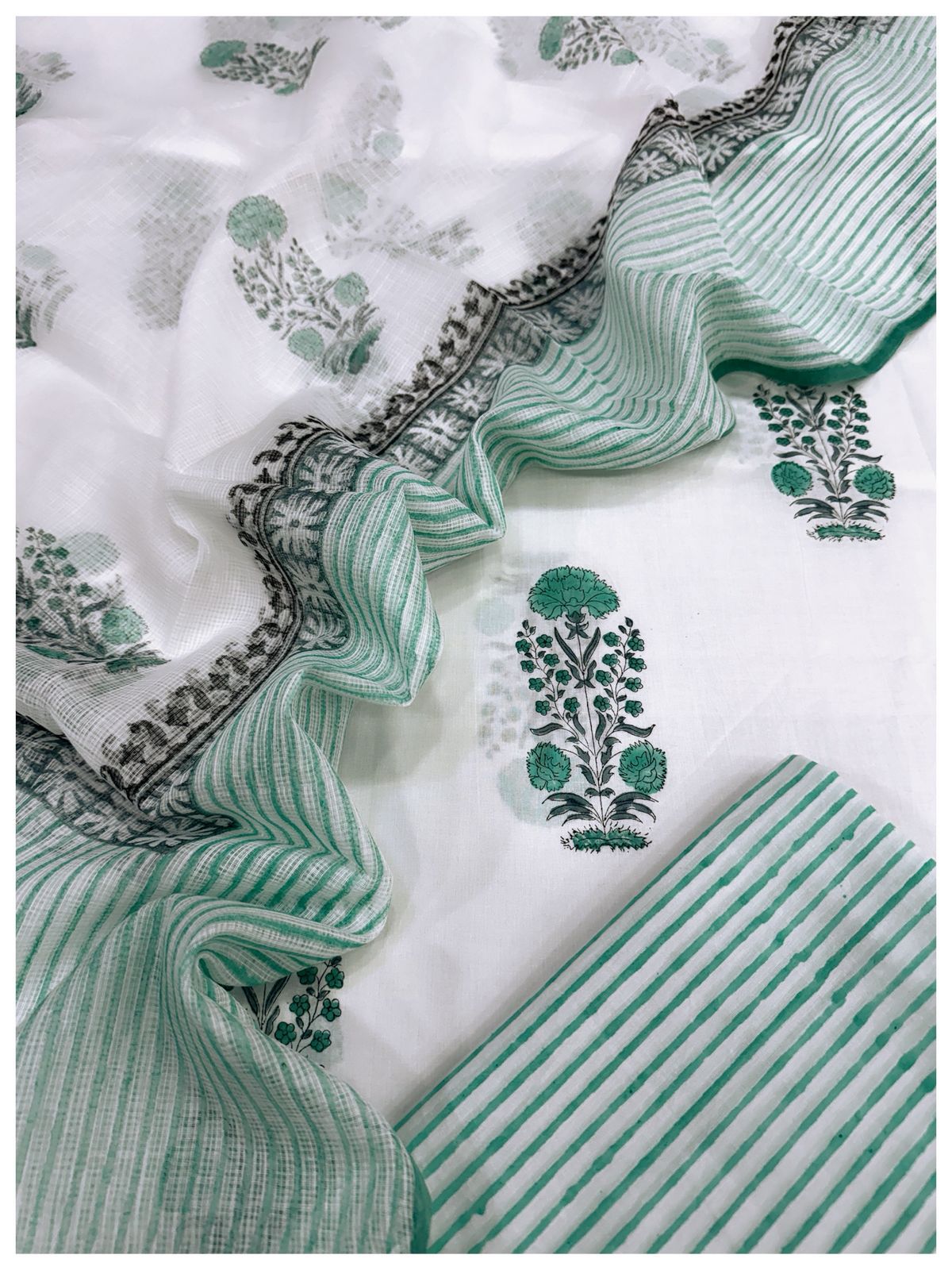 Cotton Block Print Suit