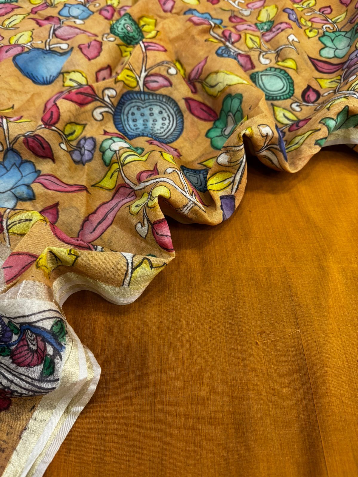 Cotton suit with kalamkari dupatta