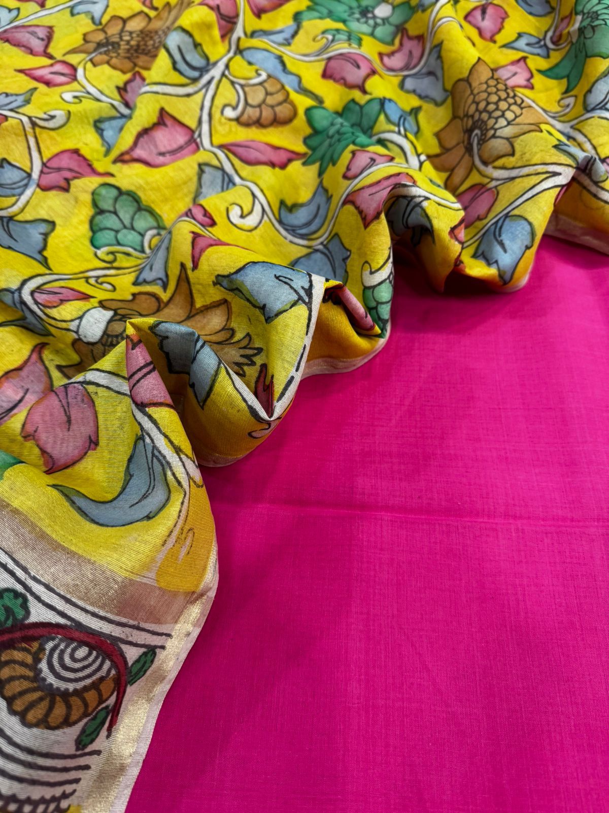 Cotton suit with kalamkari dupatta