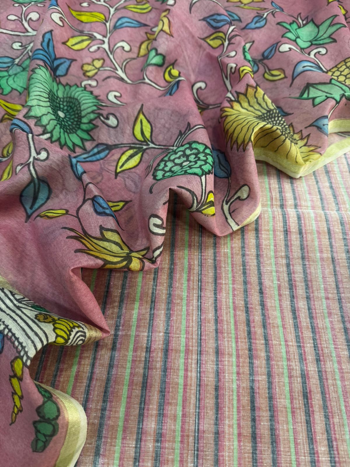 Cotton suit with kalamkari dupatta