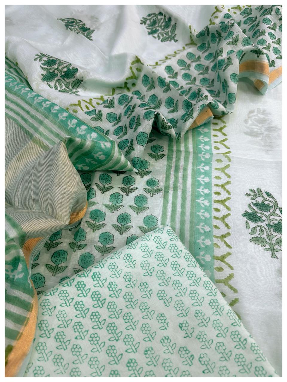 Mul Chanderi block printed suit