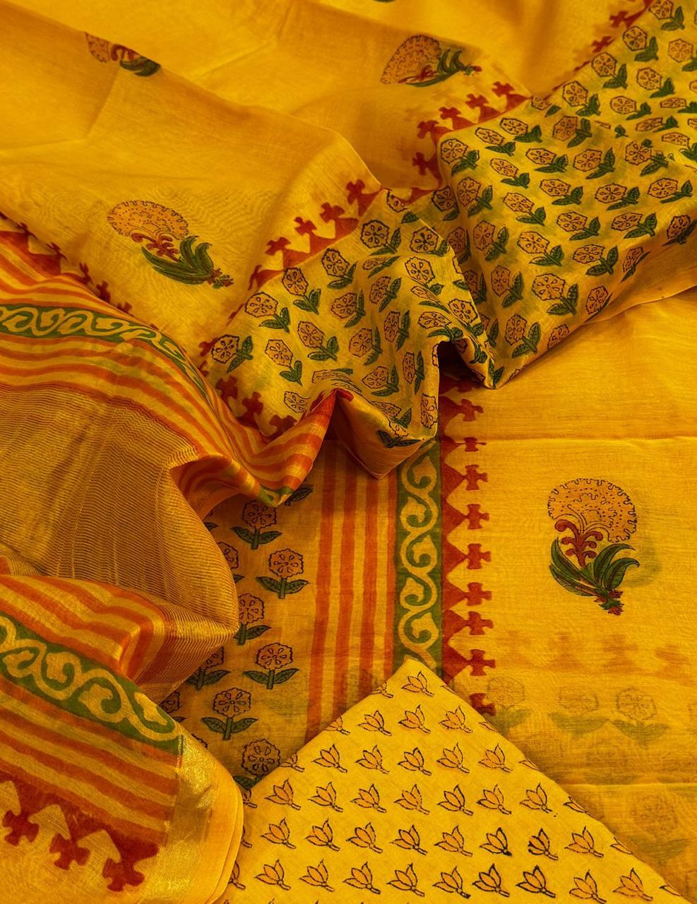 Mul Chanderi block printed suit