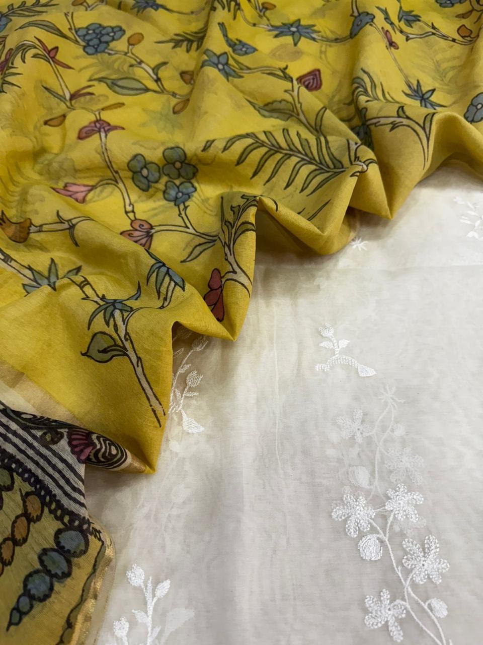 Chanderi Suit with Chanderi Kalamkari Dupatta