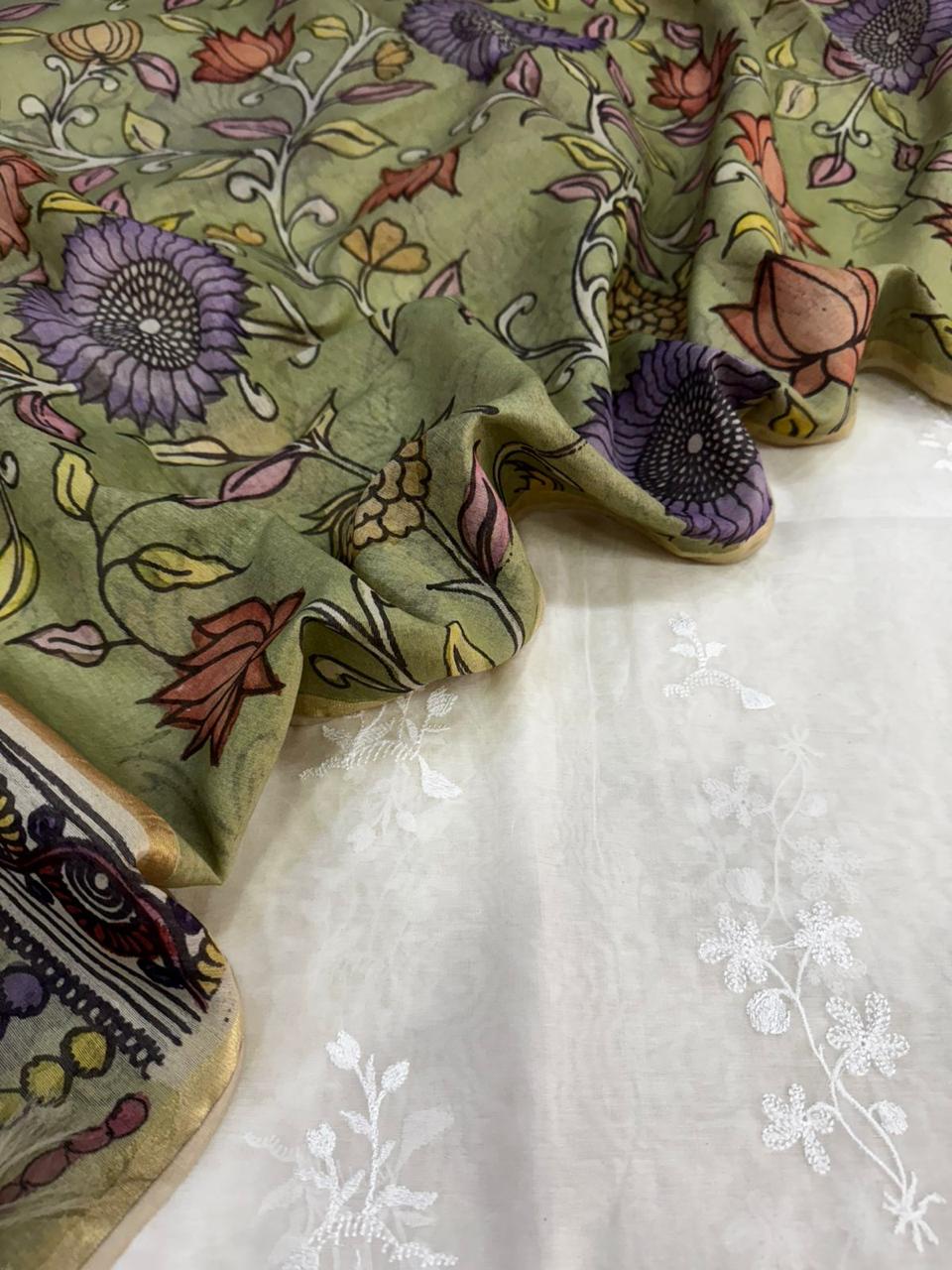 Chanderi Suit with Chanderi Kalamkari Dupatta