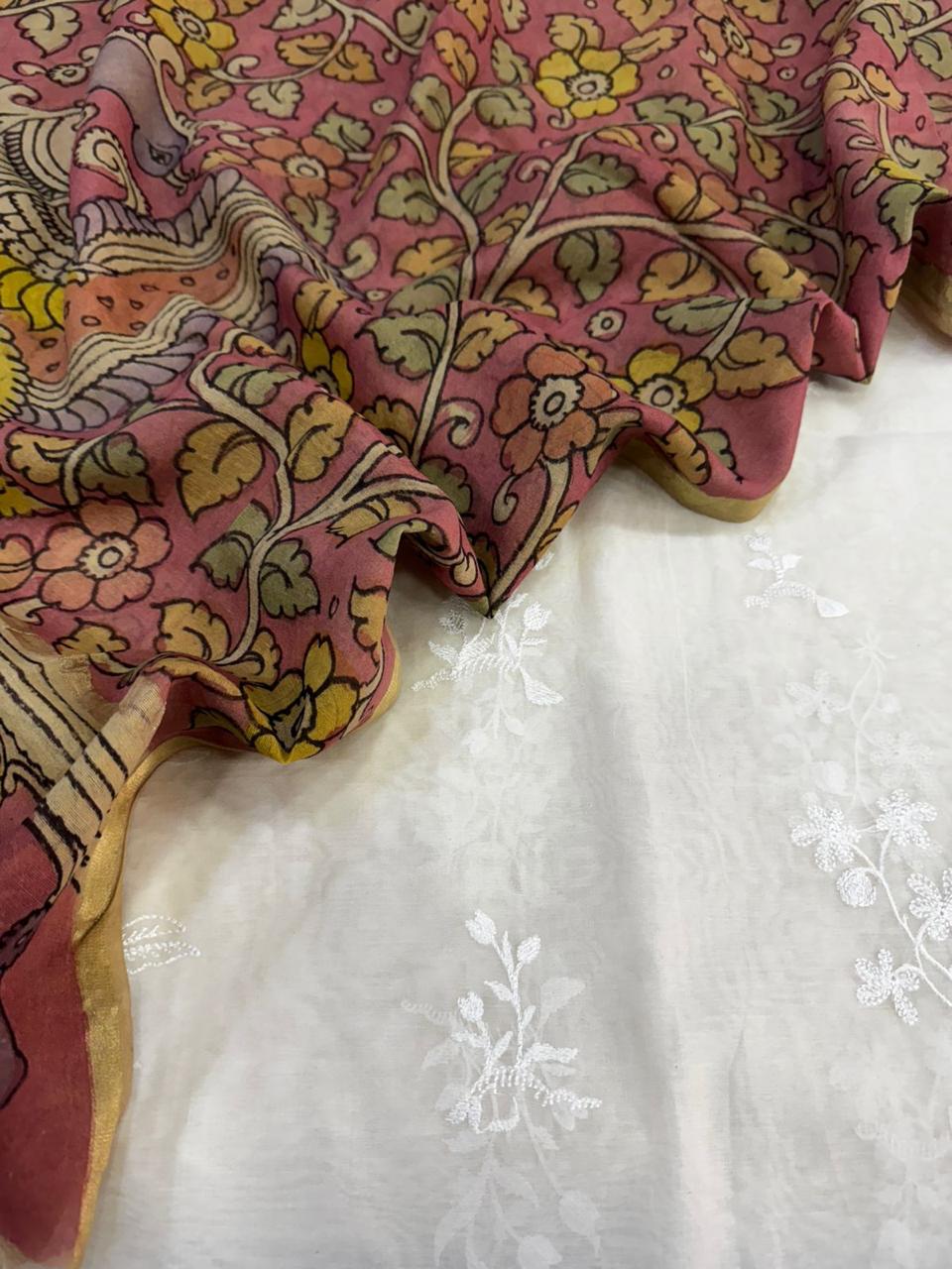 Chanderi Suit with Chanderi Kalamkari Dupatta