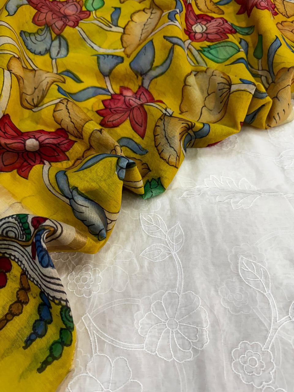 Chanderi Suit with Chanderi Kalamkari Dupatta