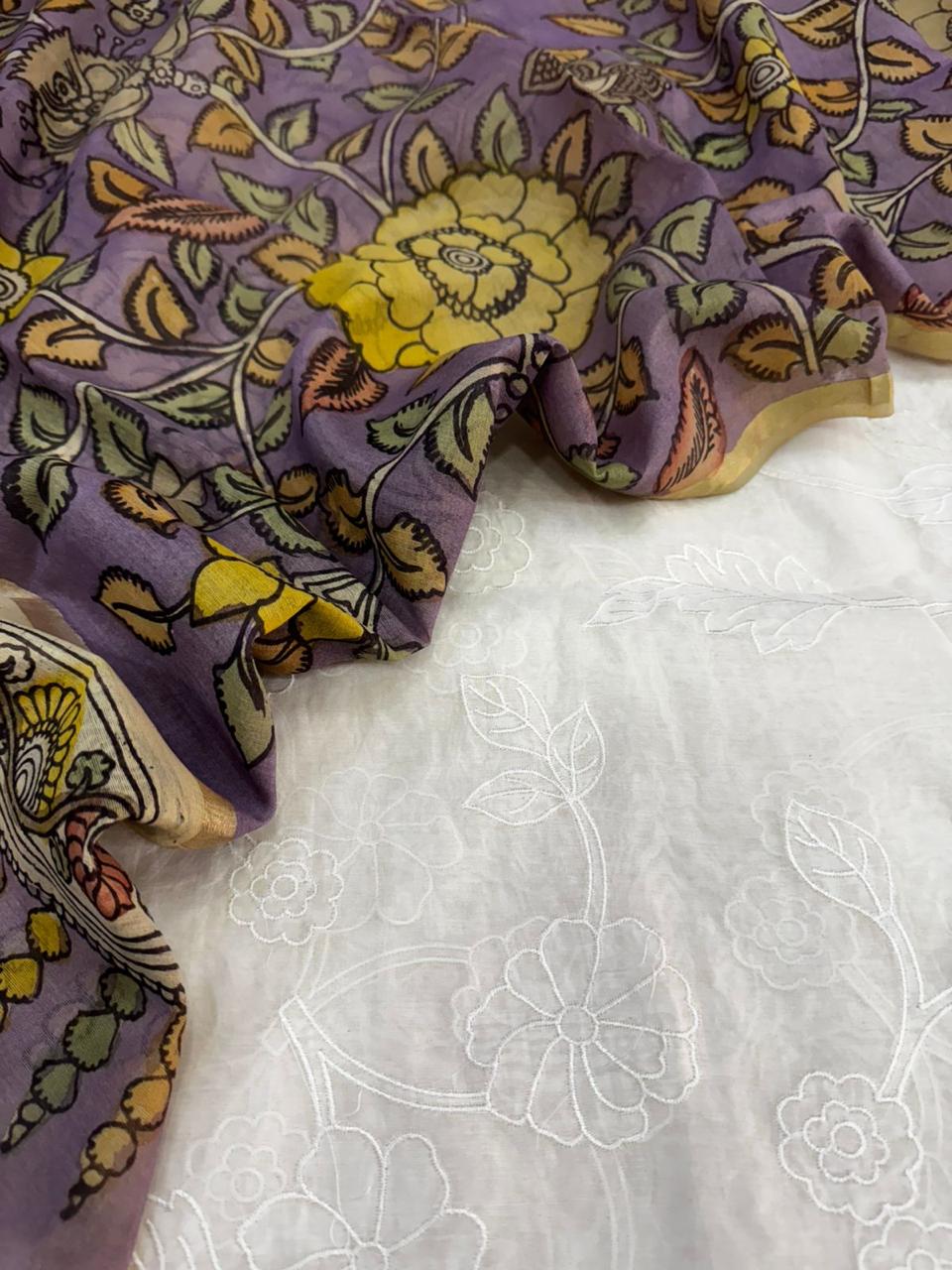 Chanderi Suit with Chanderi Kalamkari Dupatta