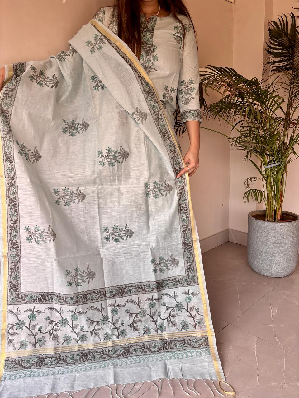 Cotton with Kota dupatta