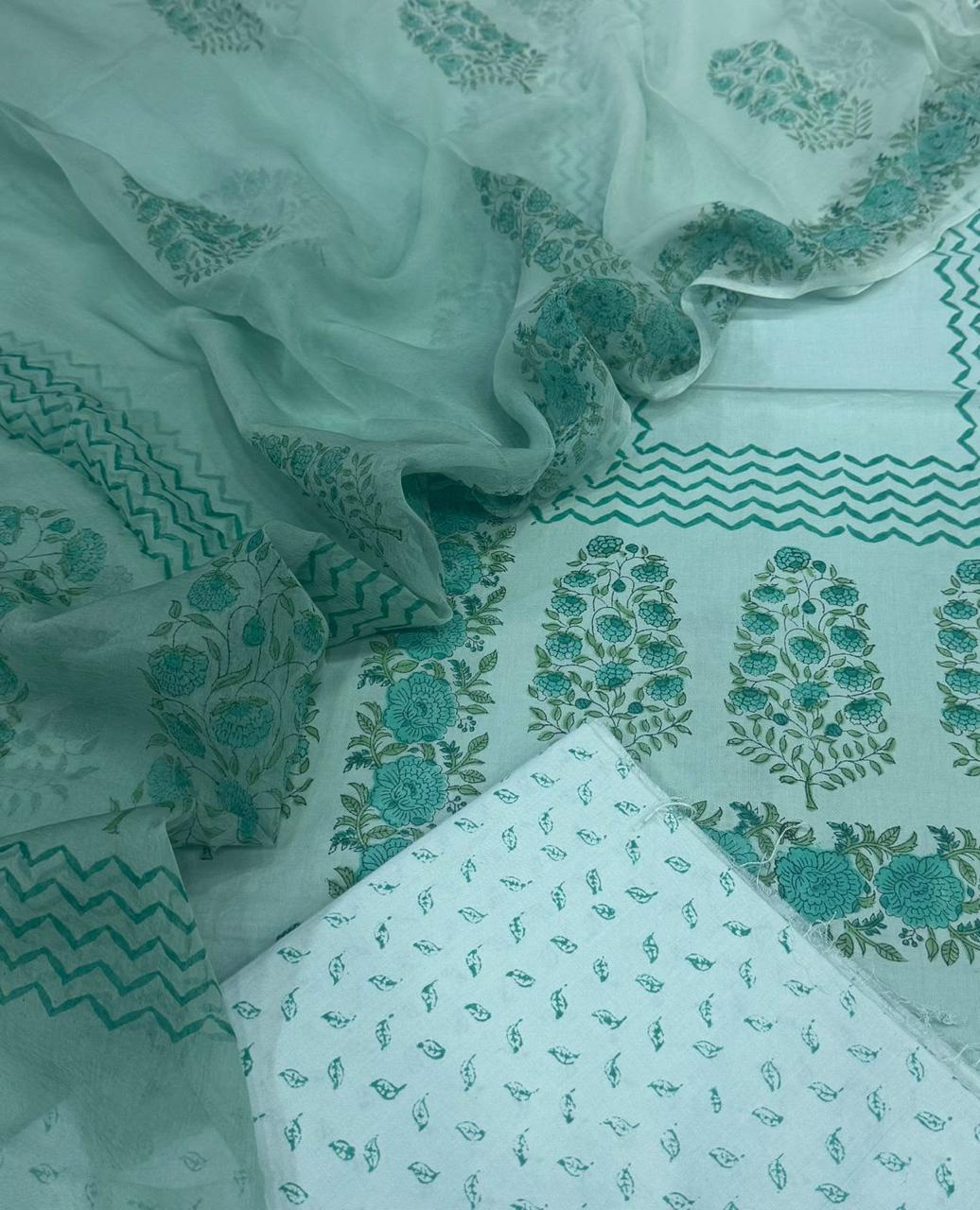 Cotton with Chiffon Dupatta