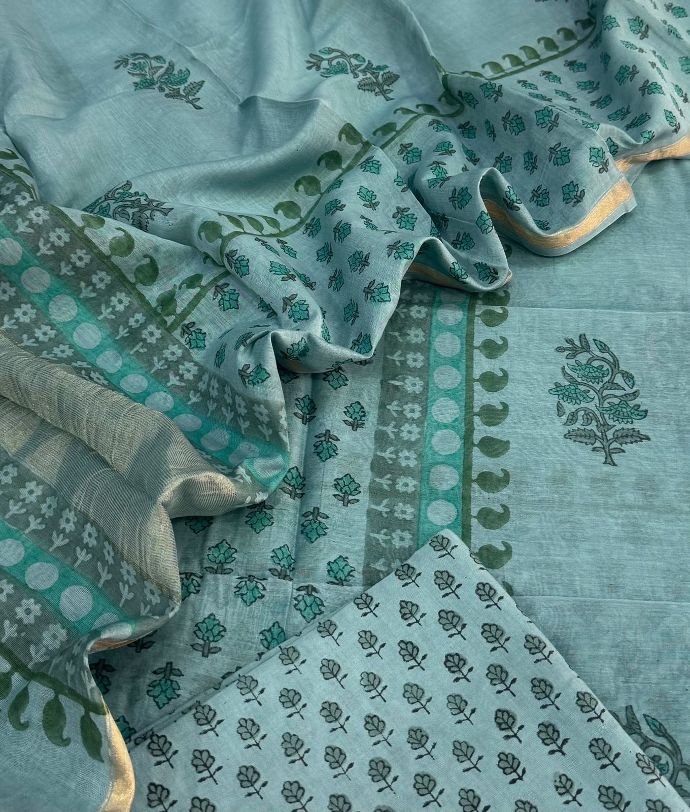 Mul Chanderi block printed suit