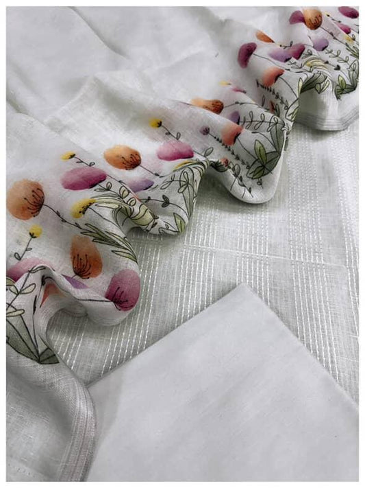 Linen suit with kantha work