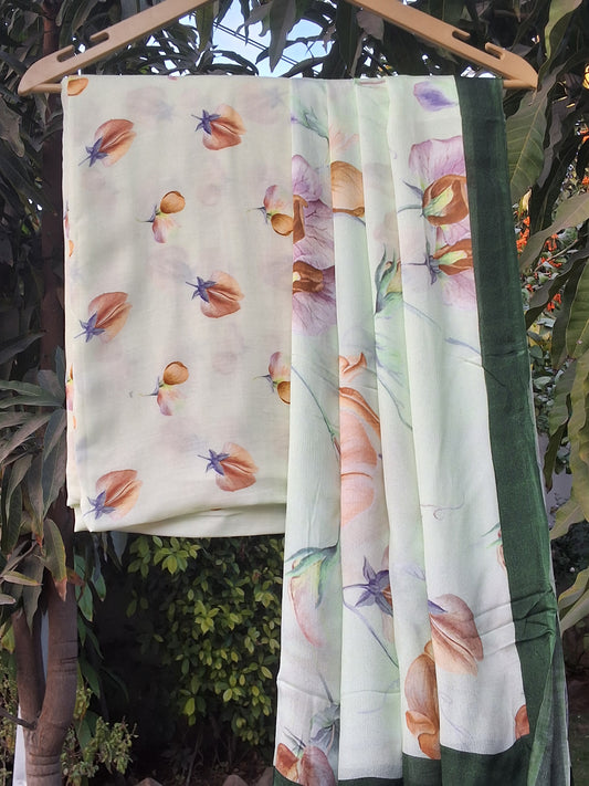 Swiss Cotton with Chinon Dupatta