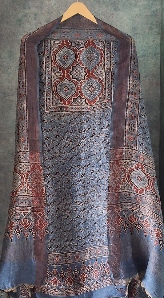 Ajrakh Linen Silk Suit