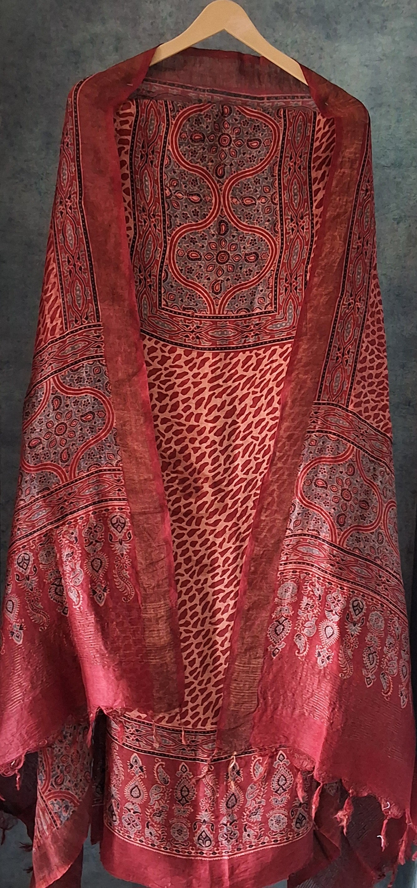 Ajrakh Linen Silk Suit