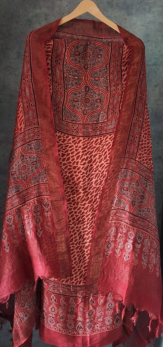 Ajrakh Linen Silk Suit