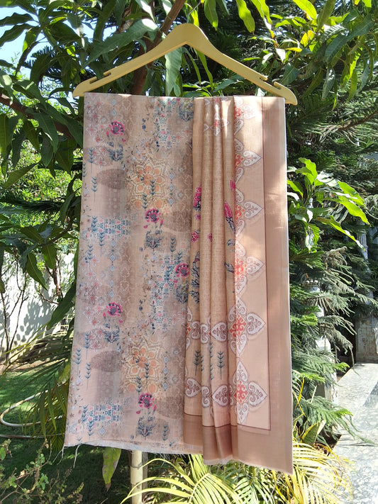 Slub Linen Suit with Chanderi Dupatta