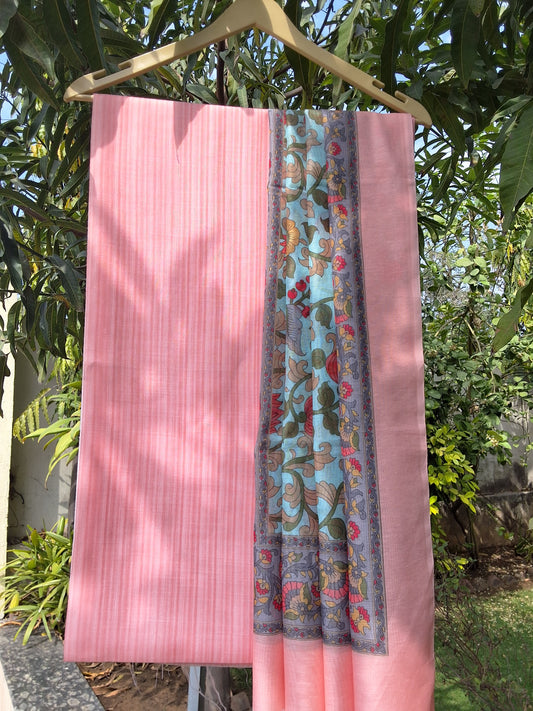 Slub Linen Suit with Kalamkari Dupatta