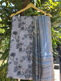 Slub Linen Suit with Chanderi Dupatta