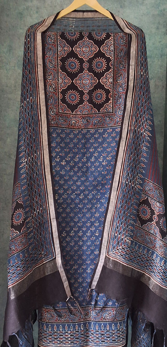 Ajrakh Cotton Linen Suit