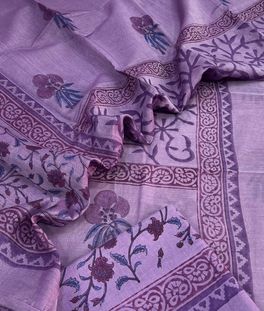 Mul Chanderi block printed suit