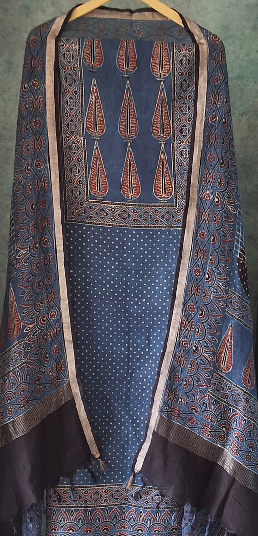 Ajrakh Cotton Linen Suit
