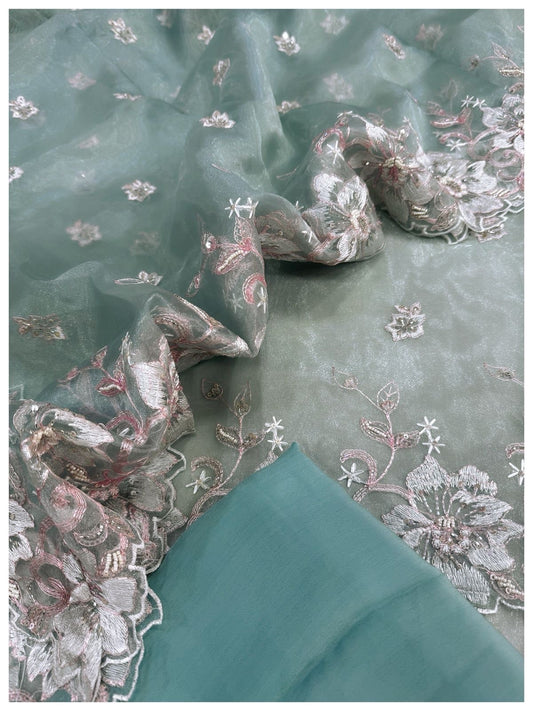 Tissue silk Suit with Embroidery