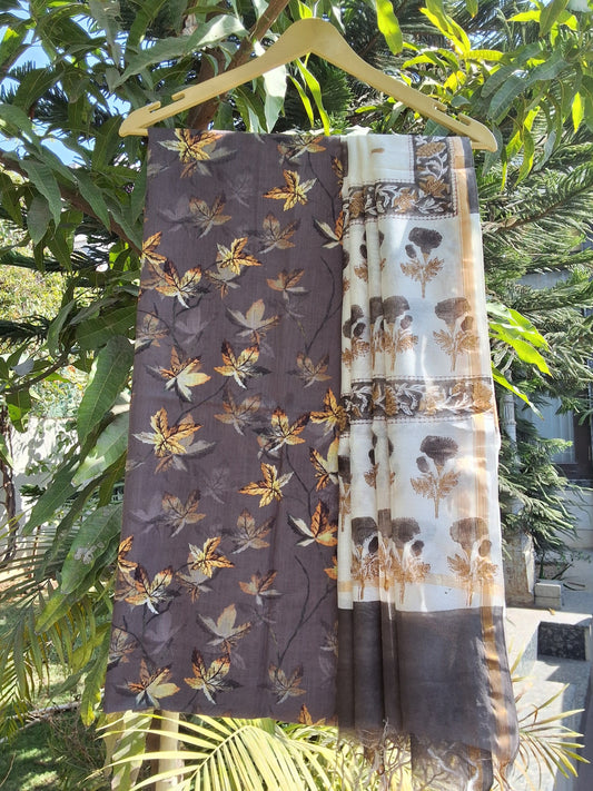 Slub Linen Suit with Chanderi Dupatta