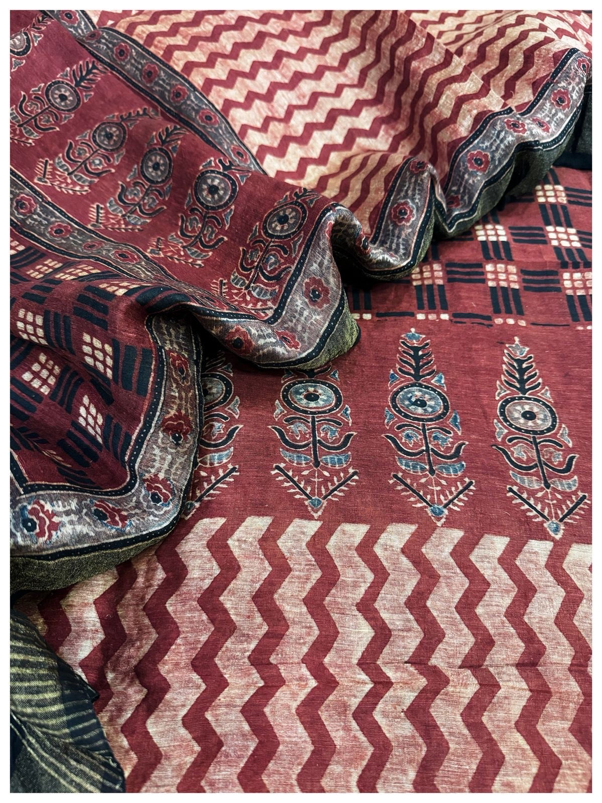 Ajrakh Linen Silk Suits