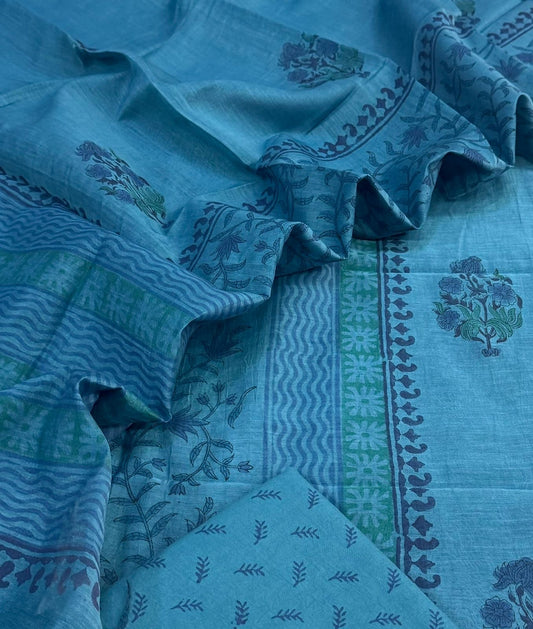Mul Chanderi block printed suit
