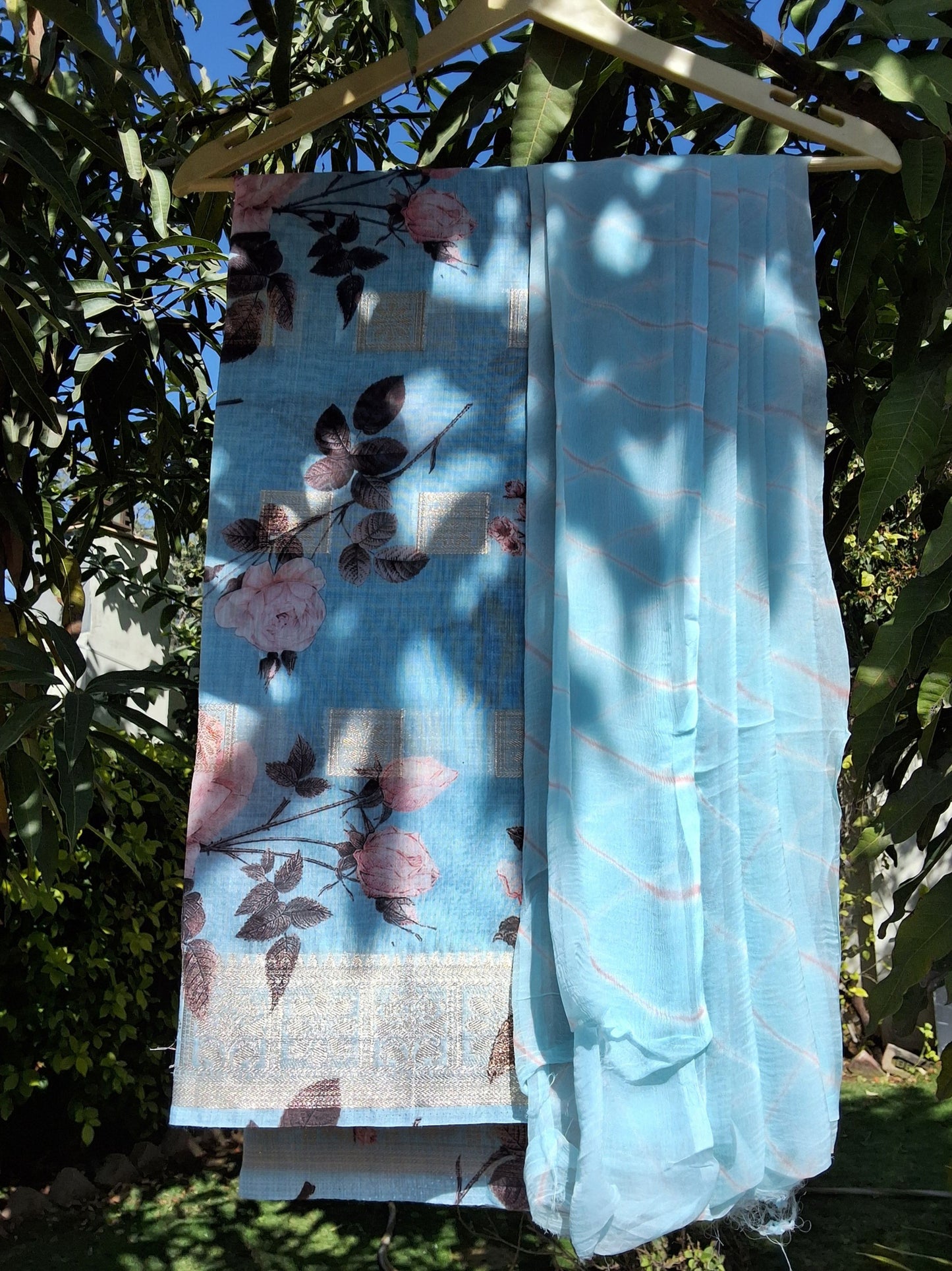 Chanderi Suit with Chiffon Dupatta