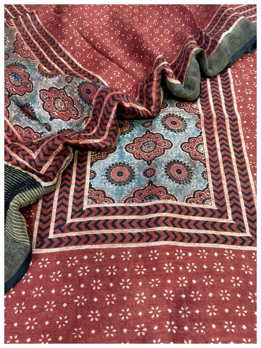 Ajrakh Linen Silk Suits