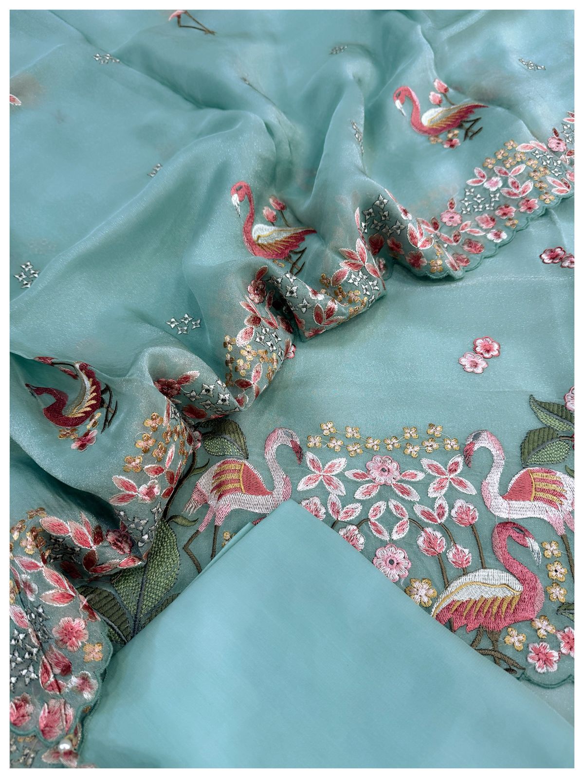 Tissue silk Suit with Embroidery