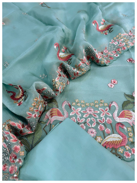 Tissue silk Suit with Embroidery