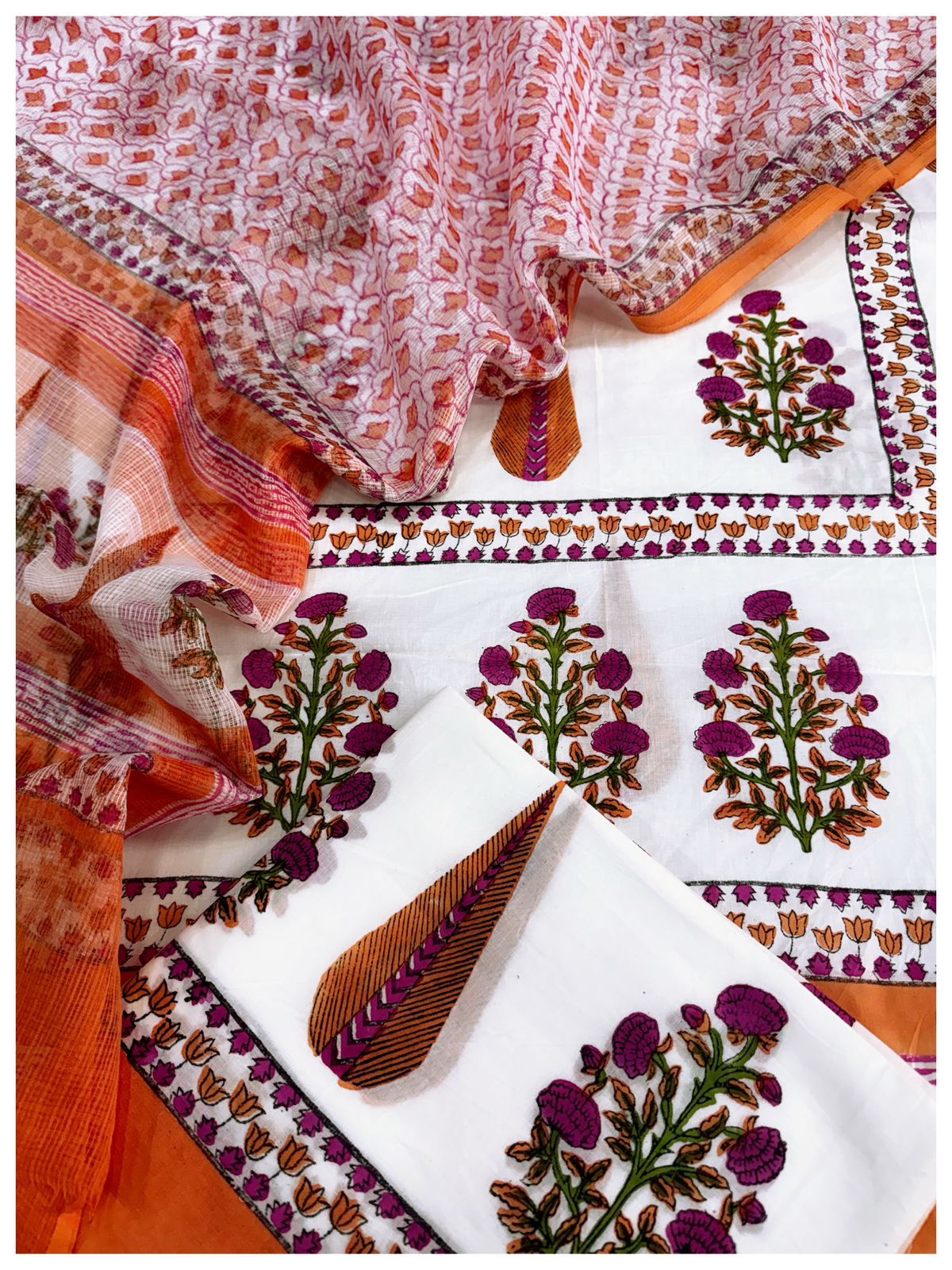 Cotton Block Print Suit