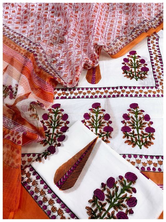 Cotton Block Print Suit
