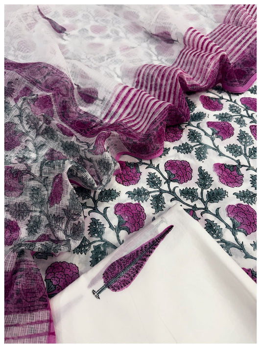 Cotton Block Print Suit