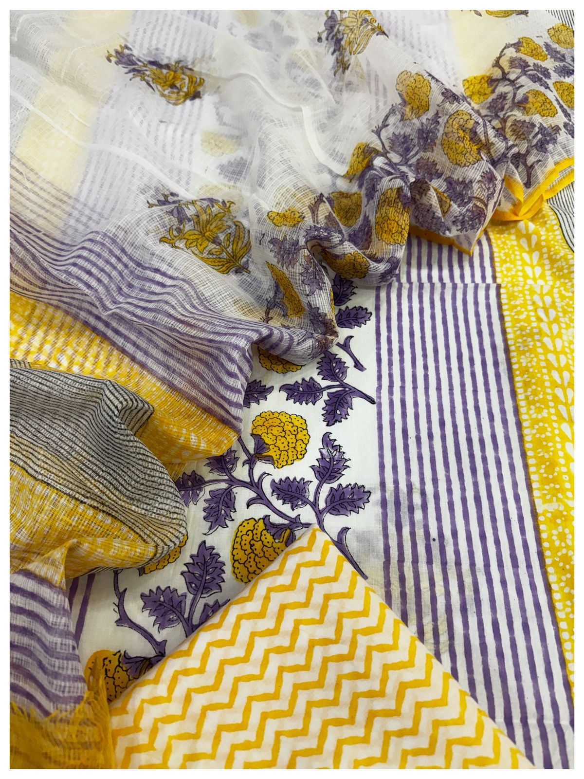 Cotton Block Print Suit