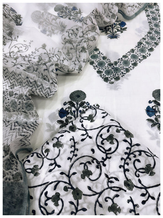 Cotton Block Print Suit