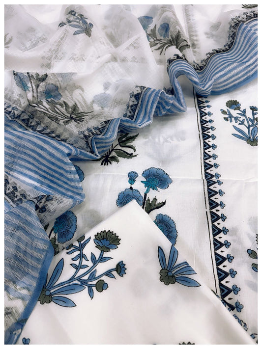Cotton Block Print Suit
